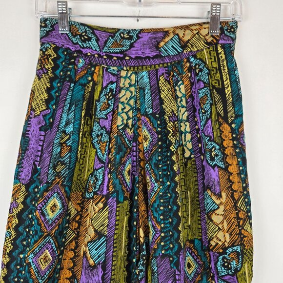 VTG Léger Womens Pants 7/8 Multicolor Geometric Pattern 100% Rayon USA 90s - Picture 10 of 12